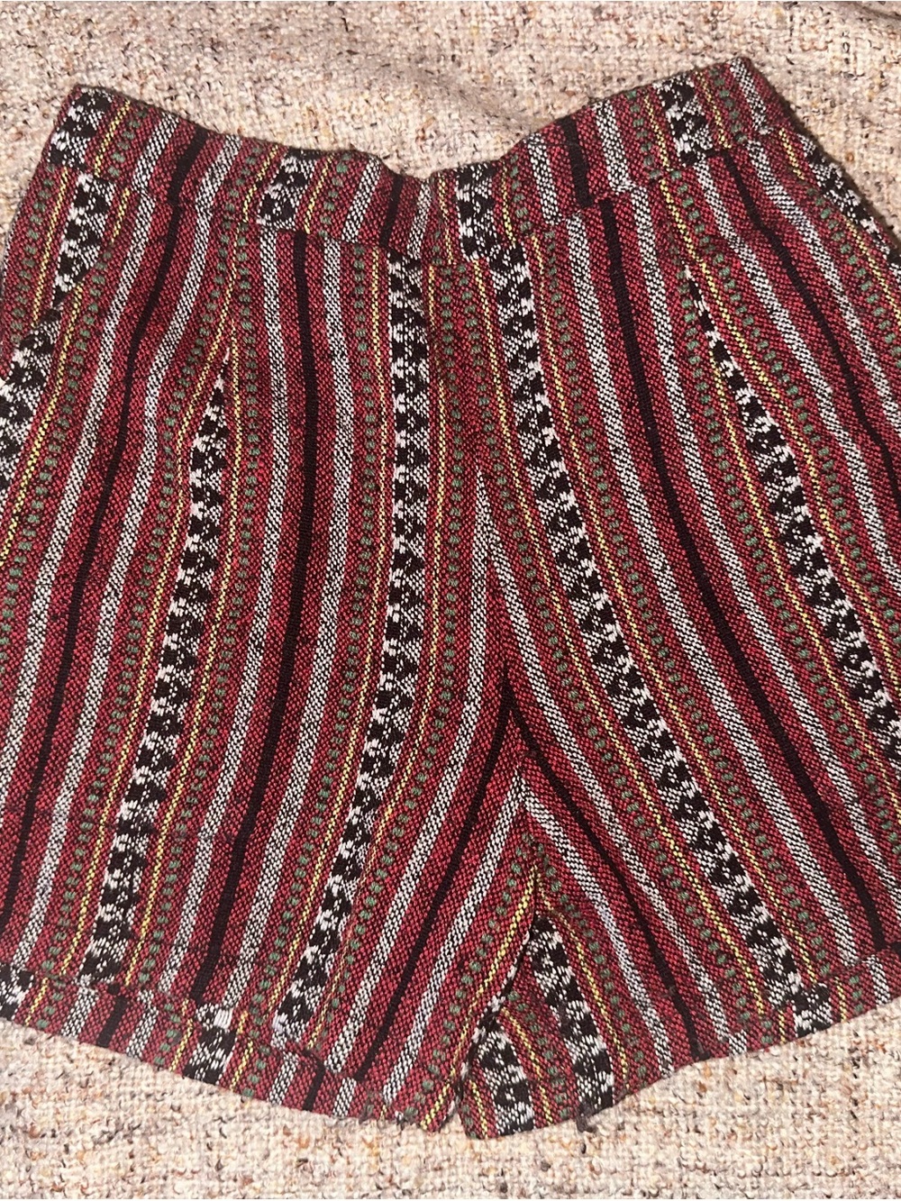 Bohemian Striped Red Knitware Women’s Shorts
